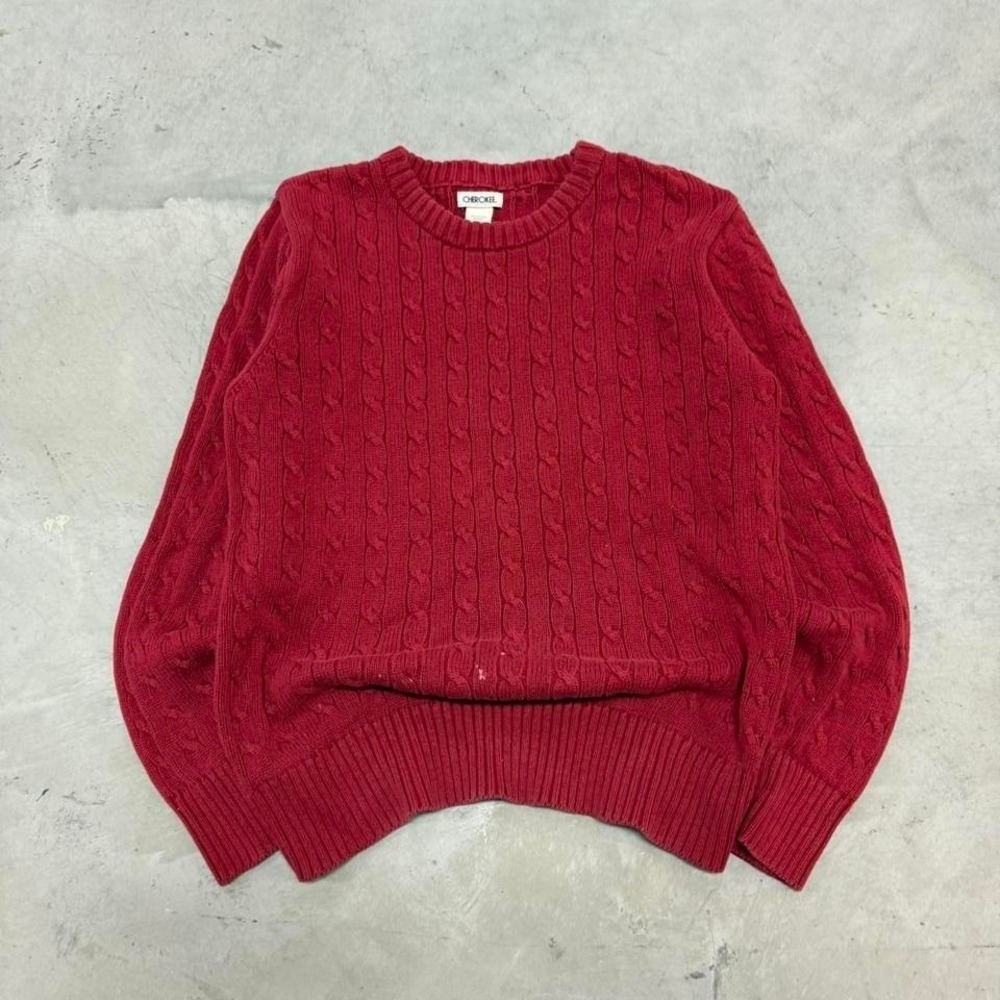 Vintage‎ y2k Red Cable Knit Sweater